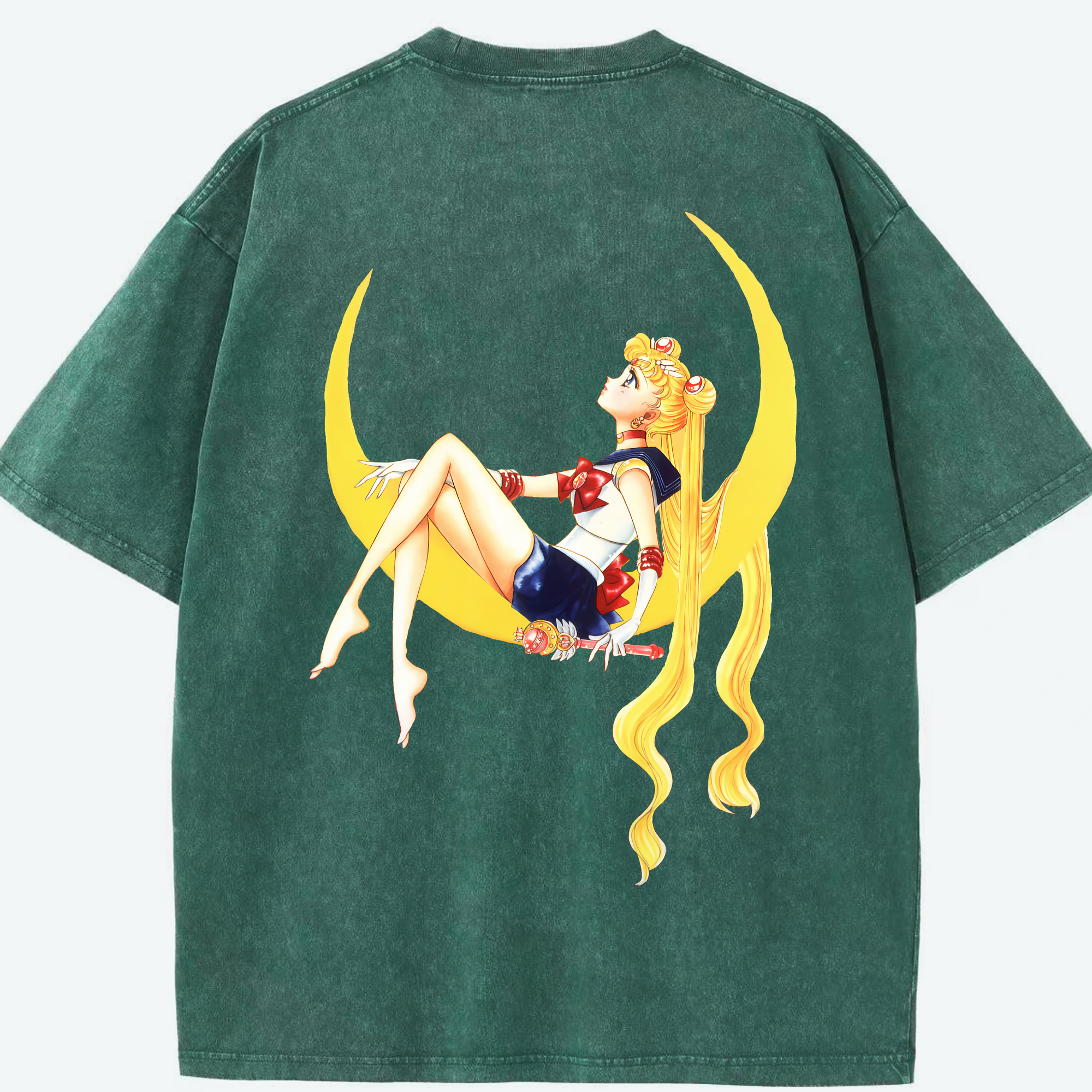 （画像用） 美少女戦士セーラームーン 月野 うさぎ つきの うさぎ Sailor Moon Tsukino Usagi 綿100% ヴィンテージ風 半袖Tシャツ（背面プリント）